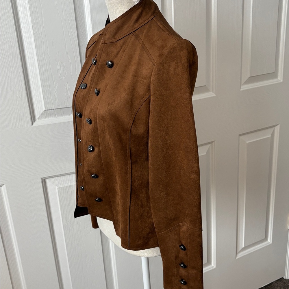 NWT Stunning Joseph Ribkoff Jacket-Suede Look Brown Cropped Jacket Sz4 - Picture 10 of 17